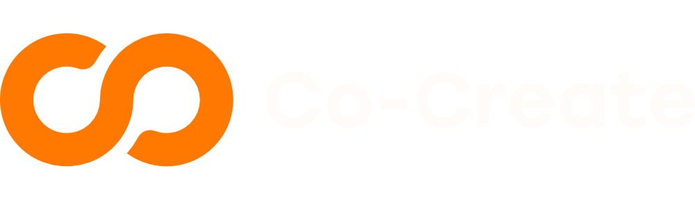 Logo white and orangje website cocreate co-create